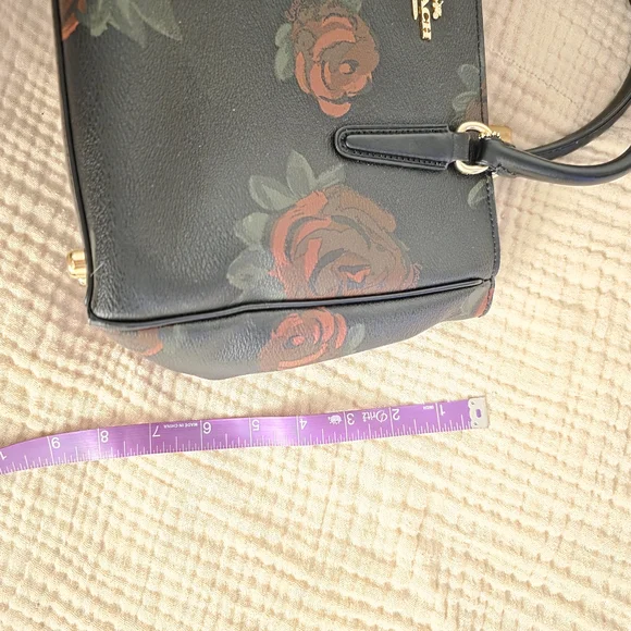 Coach Mini Surrey Carryall Black and Red Floral Satchel - Picture 6 of 9